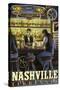 Nashville, Tennessee - Saloon Scene-Lantern Press-Stretched Canvas