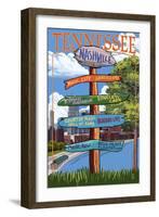 Nashville, Tennessee - Sign Destinations Ver 3-Lantern Press-Framed Art Print