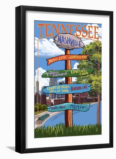 Nashville, Tennessee - Sign Destinations-Lantern Press-Framed Art Print