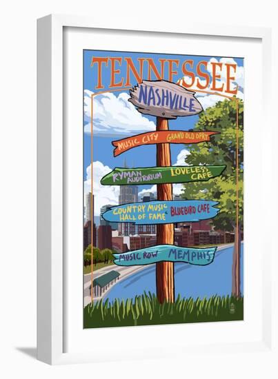 Nashville, Tennessee - Sign Destinations-Lantern Press-Framed Art Print