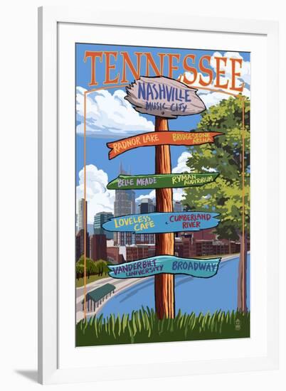 Nashville, Tennessee - Sign Destinations-Lantern Press-Framed Art Print