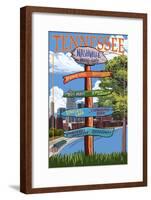 Nashville, Tennessee - Sign Destinations-Lantern Press-Framed Art Print