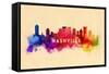 Nashville, Tennessee - Skyline Abstract-Lantern Press-Framed Stretched Canvas