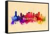 Nashville, Tennessee - Skyline Abstract-Lantern Press-Framed Stretched Canvas