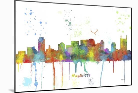 Nashville Tennessee Skyline MCLR 1-Marlene Watson-Mounted Giclee Print