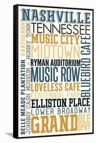 Nashville, Tennessee - Typography-Lantern Press-Framed Stretched Canvas