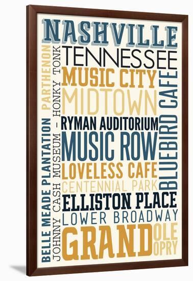 Nashville, Tennessee - Typography-Lantern Press-Framed Art Print