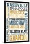 Nashville, Tennessee - Typography-Lantern Press-Framed Art Print