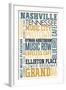 Nashville, Tennessee - Typography-Lantern Press-Framed Art Print