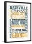 Nashville, Tennessee - Typography-Lantern Press-Framed Art Print