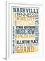 Nashville, Tennessee - Typography-Lantern Press-Framed Art Print