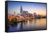 Nashville, Tennessee, USA Downtown Skyline on the Cumberland River.-SeanPavonePhoto-Framed Stretched Canvas