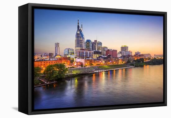 Nashville, Tennessee, USA Downtown Skyline on the Cumberland River.-SeanPavonePhoto-Framed Stretched Canvas