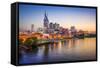 Nashville, Tennessee, USA Downtown Skyline on the Cumberland River.-SeanPavonePhoto-Framed Stretched Canvas