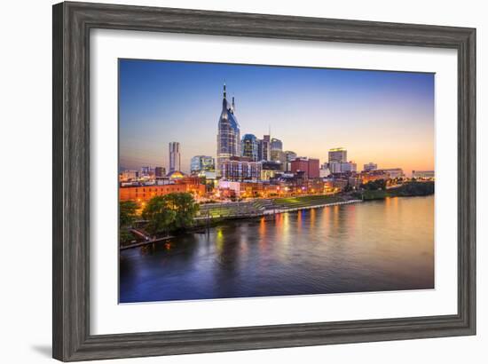 Nashville, Tennessee, USA Downtown Skyline on the Cumberland River.-SeanPavonePhoto-Framed Photographic Print