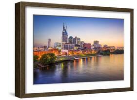 Nashville, Tennessee, USA Downtown Skyline on the Cumberland River.-SeanPavonePhoto-Framed Photographic Print