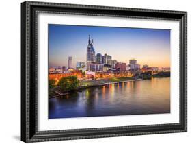 Nashville, Tennessee, USA Downtown Skyline on the Cumberland River.-SeanPavonePhoto-Framed Photographic Print