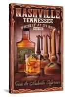 Nashville, Tennessee - Whiskey Vintage Sign-Lantern Press-Stretched Canvas