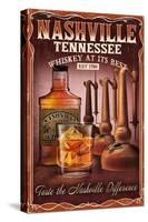 Nashville, Tennessee - Whiskey Vintage Sign-Lantern Press-Stretched Canvas