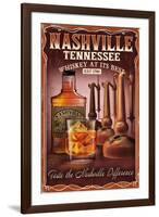 Nashville, Tennessee - Whiskey Vintage Sign-Lantern Press-Framed Art Print