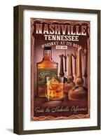 Nashville, Tennessee - Whiskey Vintage Sign-Lantern Press-Framed Art Print