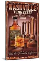 Nashville, Tennessee - Whiskey Vintage Sign-Lantern Press-Mounted Art Print