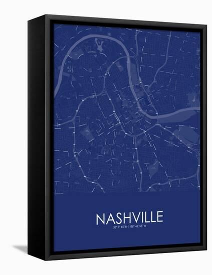 Nashville, United States of America Blue Map-null-Framed Stretched Canvas