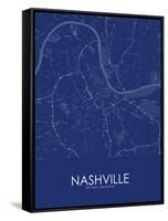 Nashville, United States of America Blue Map-null-Framed Stretched Canvas