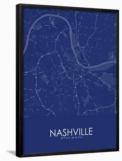 Nashville, United States of America Blue Map-null-Framed Poster