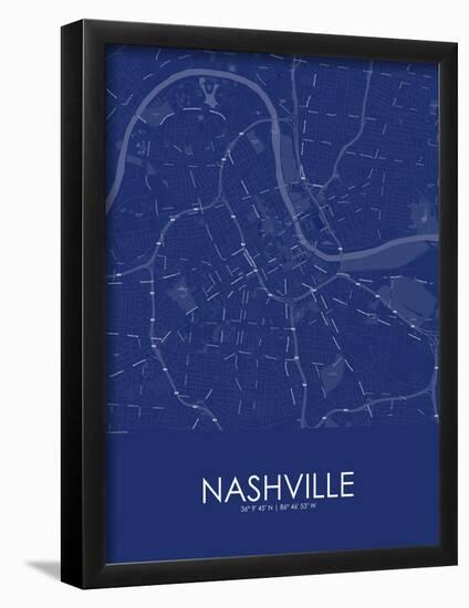 Nashville, United States of America Blue Map-null-Framed Poster