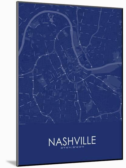 Nashville, United States of America Blue Map-null-Mounted Poster