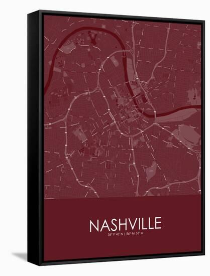 Nashville, United States of America Red Map-null-Framed Stretched Canvas