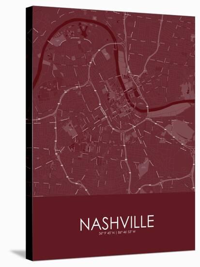 Nashville, United States of America Red Map-null-Stretched Canvas