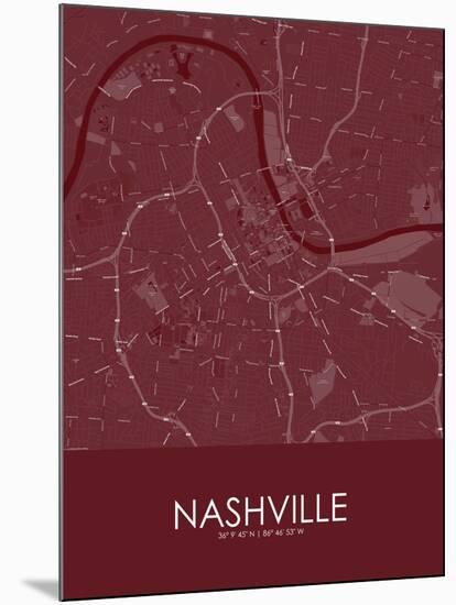 Nashville, United States of America Red Map-null-Mounted Poster