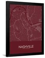 Nashville, United States of America Red Map-null-Framed Poster