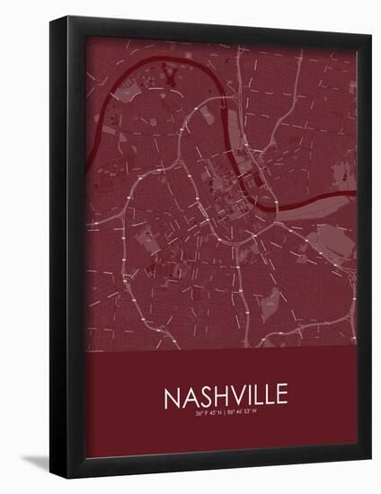 Nashville, United States of America Red Map-null-Framed Poster