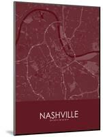 Nashville, United States of America Red Map-null-Mounted Poster