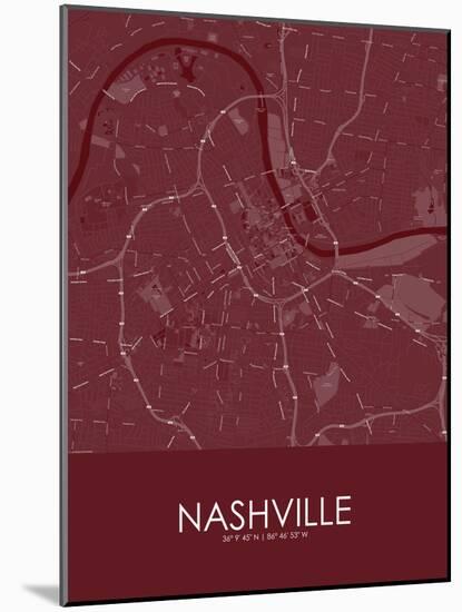 Nashville, United States of America Red Map-null-Mounted Poster