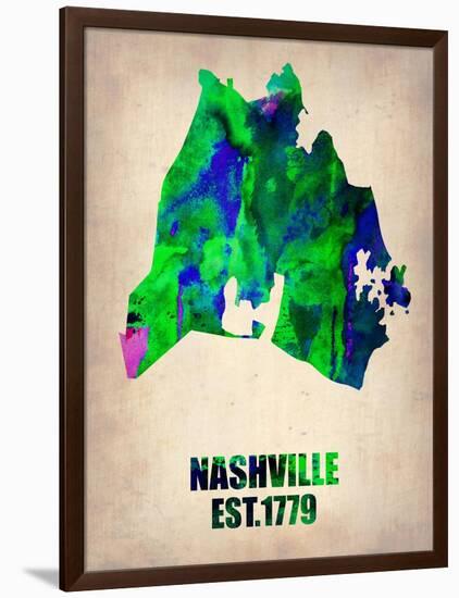 Nashville Watercolor Map-NaxArt-Framed Art Print