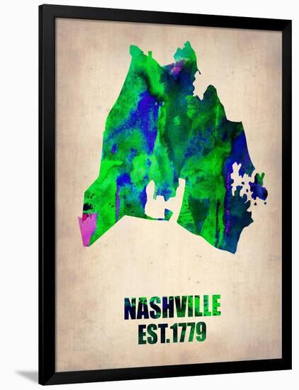 Nashville Watercolor Map-NaxArt-Framed Art Print