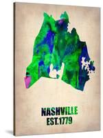 Nashville Watercolor Map-NaxArt-Stretched Canvas