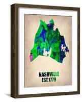 Nashville Watercolor Map-NaxArt-Framed Art Print