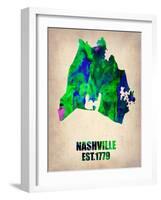 Nashville Watercolor Map-NaxArt-Framed Art Print