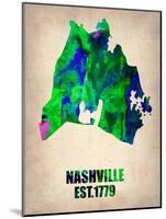 Nashville Watercolor Map-NaxArt-Mounted Art Print