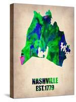 Nashville Watercolor Map-NaxArt-Stretched Canvas