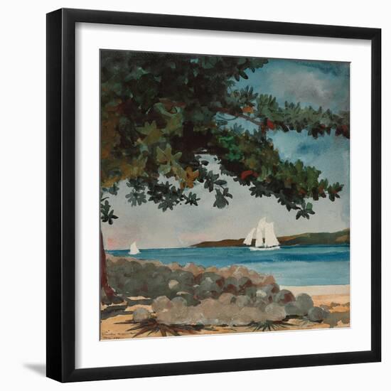 Nassau: Water and Sailboat, 1899 (Watercolour on Paper)-Winslow Homer-Framed Giclee Print