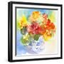 Nasturtium in Delft Vase, 2013-John Keeling-Framed Giclee Print