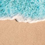 Soft Wave of Blue Ocean in Summer. Empty Sandy Beach Background with Copy Space for Text.-Natalia Zakharova-Photographic Print