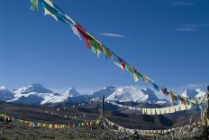 Himalaya Range with Prayer Flags in the Foreground, Tibet, China-Natalie Tepper-Photographic Print