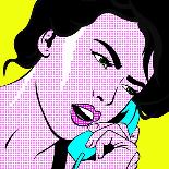 Girl with Phone Pop Art-NatalieBurrows-Stretched Canvas